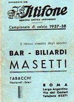 Calendario 1937/38 con pubblicità di Masetti
